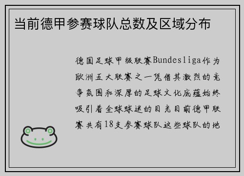当前德甲参赛球队总数及区域分布